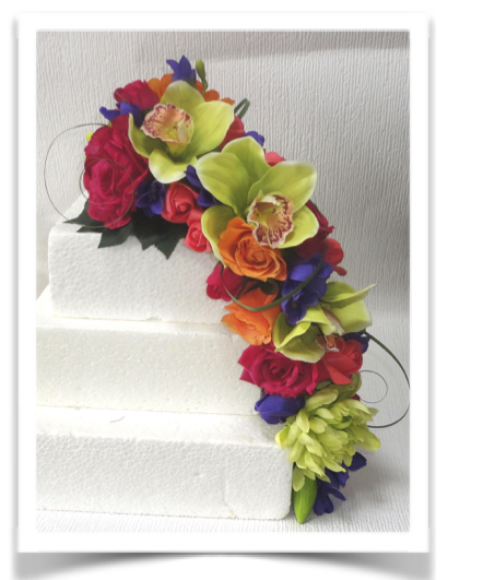 Orange, Lime, Pink and Purple Cascading Cake Topper